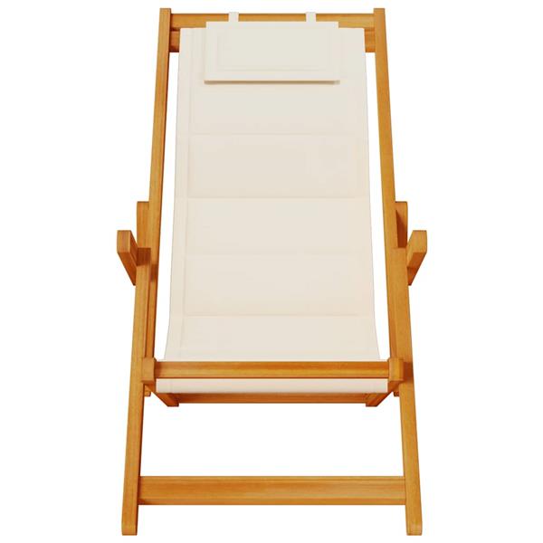 Grote foto vidaxl strandstoel inklapbaar met armleuningen acaciahout en textileen tuin en terras tuinmeubelen