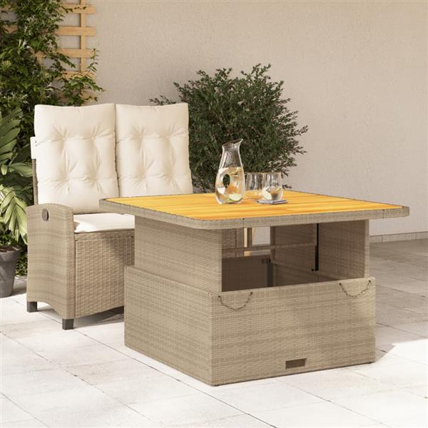 Grote foto vidaxl 2 delige tuinset met kussens poly rattan beige tuin en terras tuinmeubelen