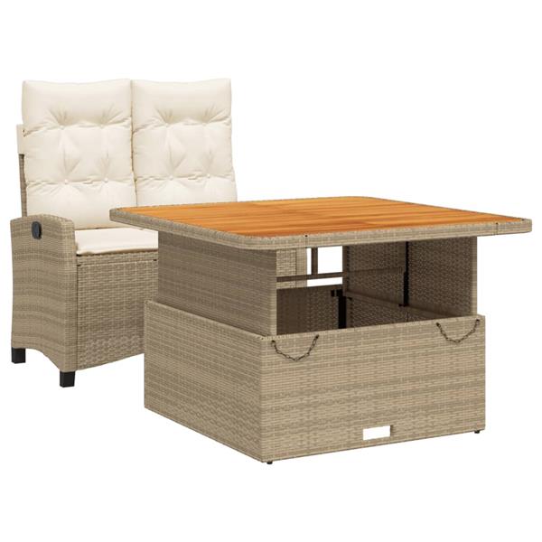 Grote foto vidaxl 2 delige tuinset met kussens poly rattan beige tuin en terras tuinmeubelen