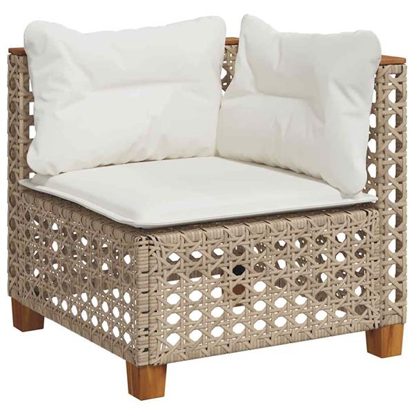Grote foto vidaxl 4 delige loungeset met kussens poly rattan beige tuin en terras tuinmeubelen