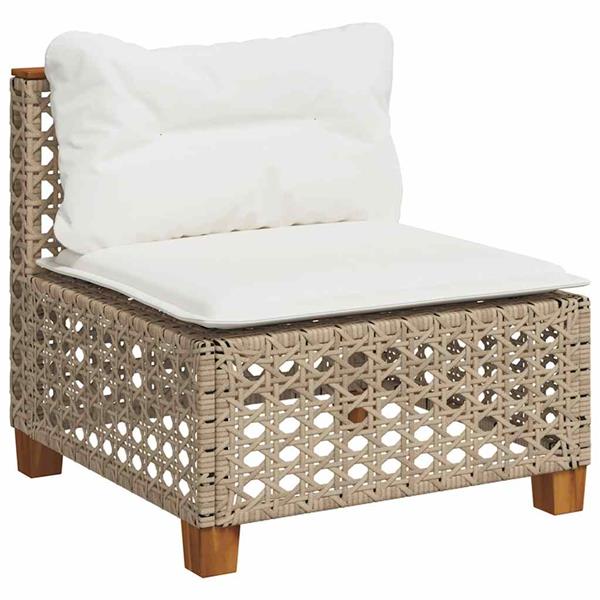 Grote foto vidaxl 4 delige loungeset met kussens poly rattan beige tuin en terras tuinmeubelen