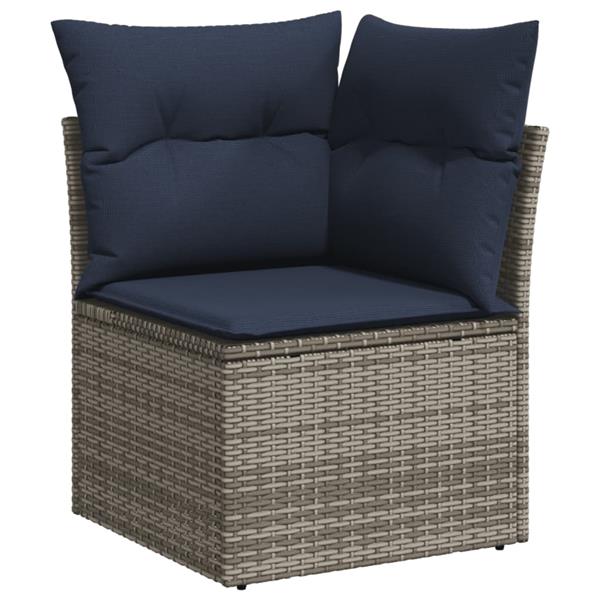 Grote foto vidaxl 4 delige loungeset met kussens poly rattan grijs tuin en terras tuinmeubelen