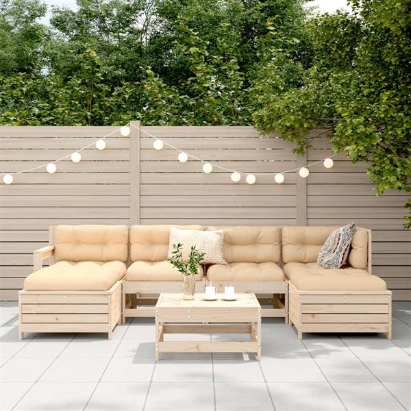 Grote foto vidaxl 7 delige loungeset massief grenenhout tuin en terras tuinmeubelen