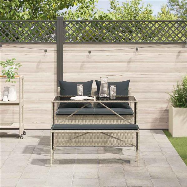 Grote foto vidaxl 3 delige tuinset met kussens poly rattan lichtgrijs tuin en terras tuinmeubelen