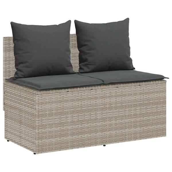 Grote foto vidaxl 3 delige tuinset met kussens poly rattan lichtgrijs tuin en terras tuinmeubelen