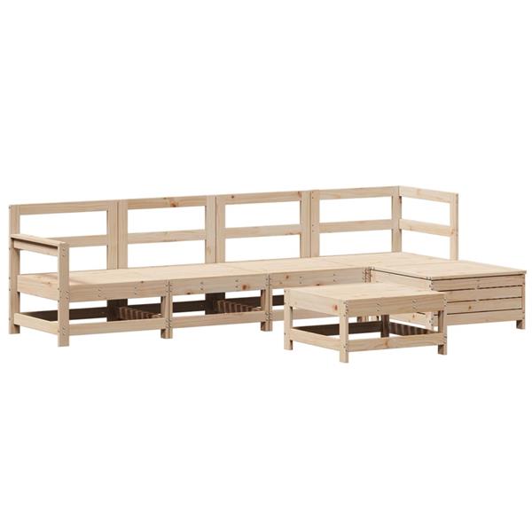 Grote foto vidaxl 6 delige loungeset massief grenenhout tuin en terras tuinmeubelen