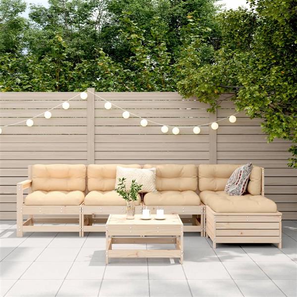Grote foto vidaxl 6 delige loungeset massief grenenhout tuin en terras tuinmeubelen