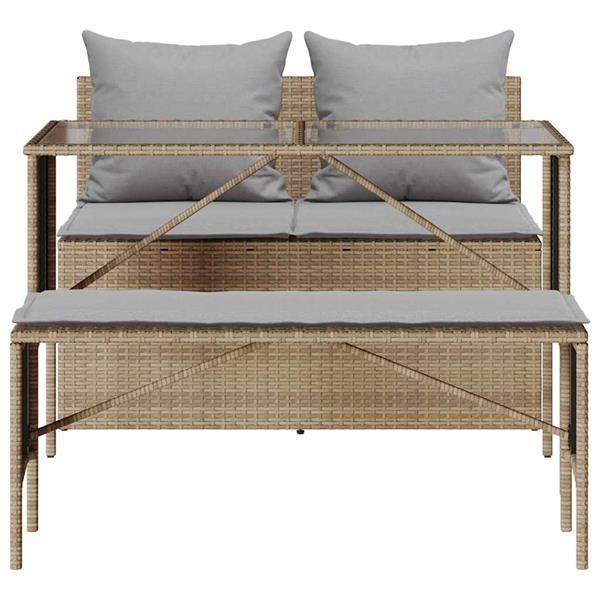 Grote foto vidaxl 3 delige tuinset met kussens poly rattan beige tuin en terras tuinmeubelen