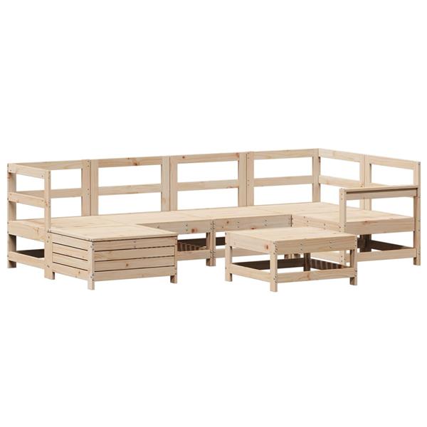 Grote foto vidaxl 7 delige loungeset massief grenenhout tuin en terras tuinmeubelen