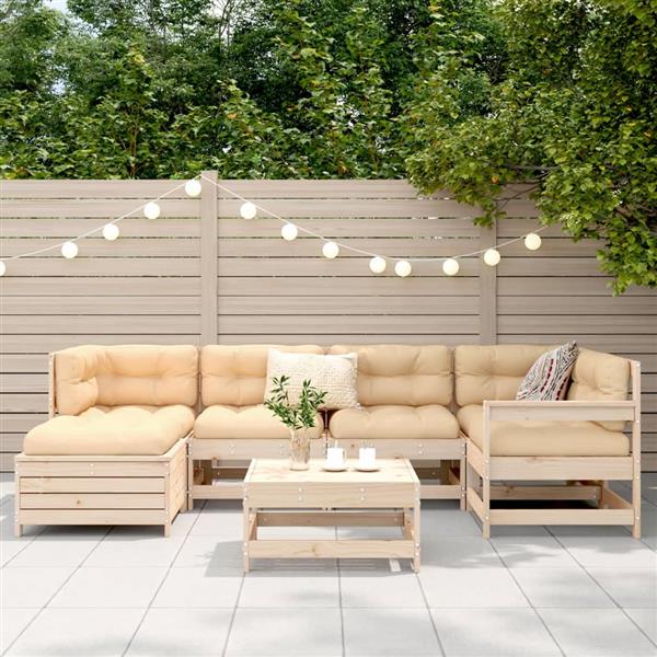Grote foto vidaxl 7 delige loungeset massief grenenhout tuin en terras tuinmeubelen