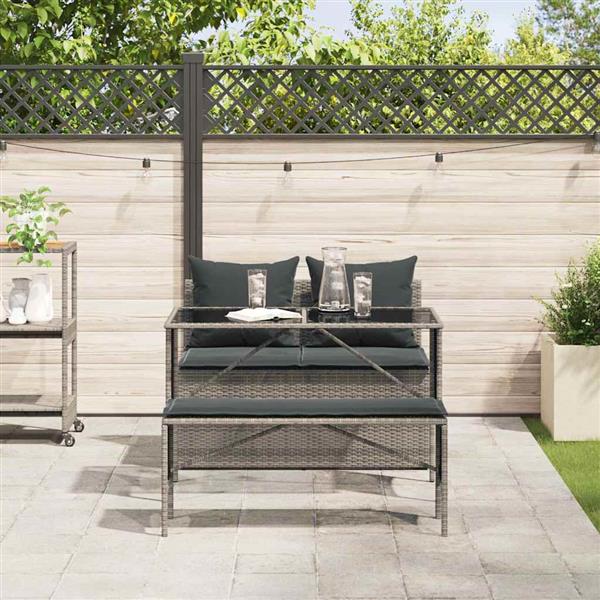 Grote foto vidaxl 3 delige tuinset met kussens poly rattan grijs tuin en terras tuinmeubelen