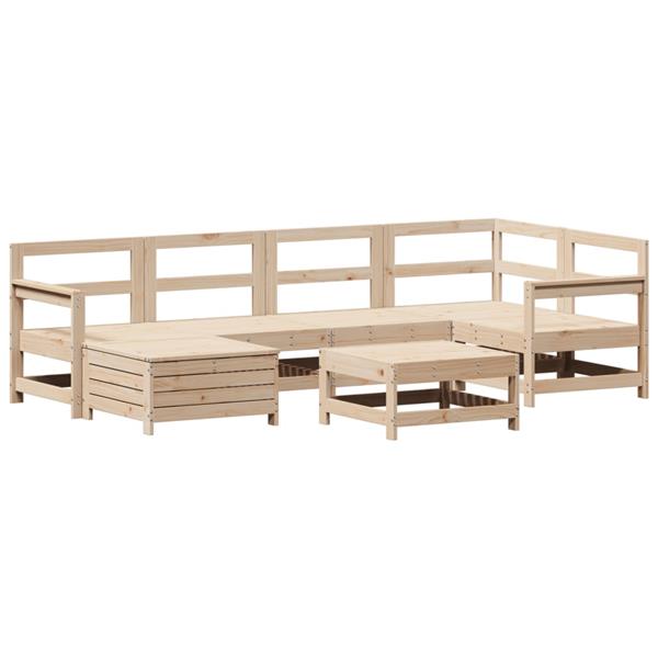 Grote foto vidaxl 7 delige loungeset massief grenenhout tuin en terras tuinmeubelen