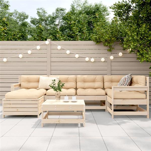 Grote foto vidaxl 7 delige loungeset massief grenenhout tuin en terras tuinmeubelen