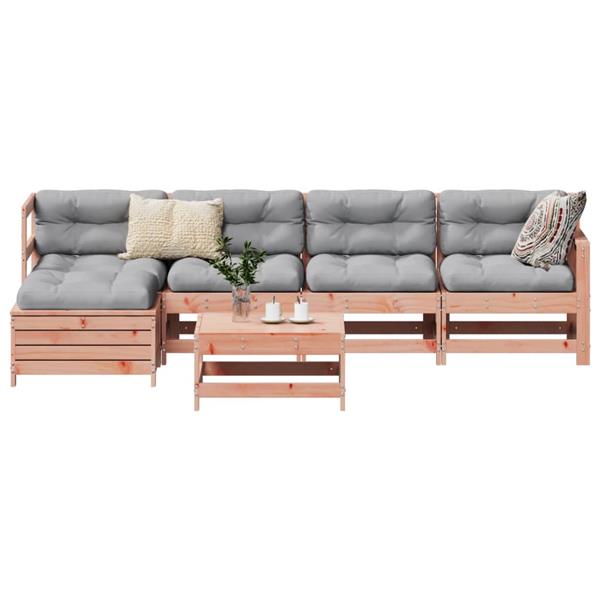 Grote foto vidaxl 6 delige loungeset massief douglas vurenhout tuin en terras tuinmeubelen