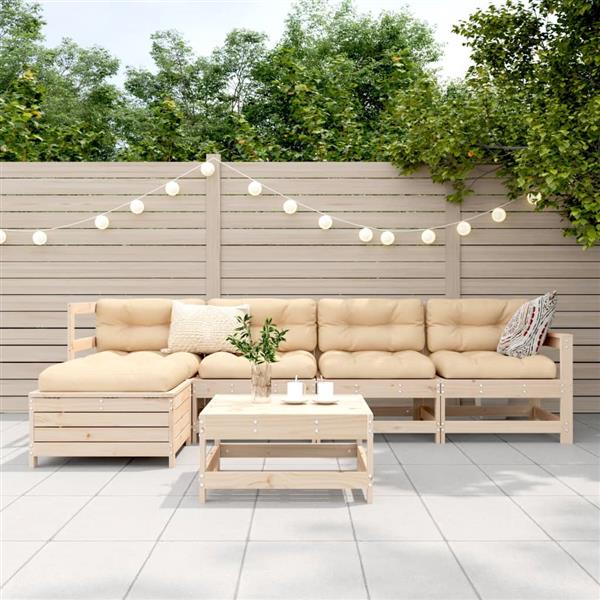 Grote foto vidaxl 6 delige loungeset massief grenenhout tuin en terras tuinmeubelen