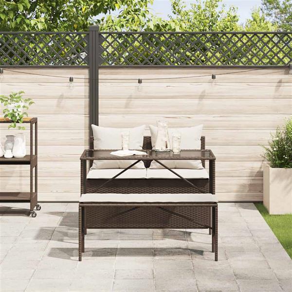Grote foto vidaxl 3 delige tuinset met kussens poly rattan bruin tuin en terras tuinmeubelen