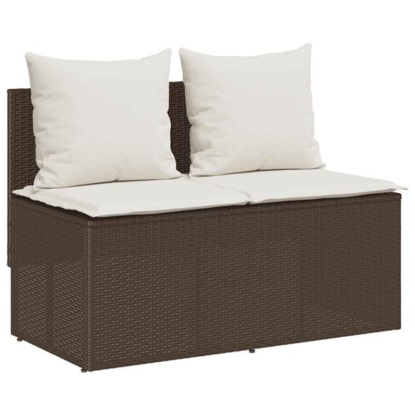 Grote foto vidaxl 3 delige tuinset met kussens poly rattan bruin tuin en terras tuinmeubelen