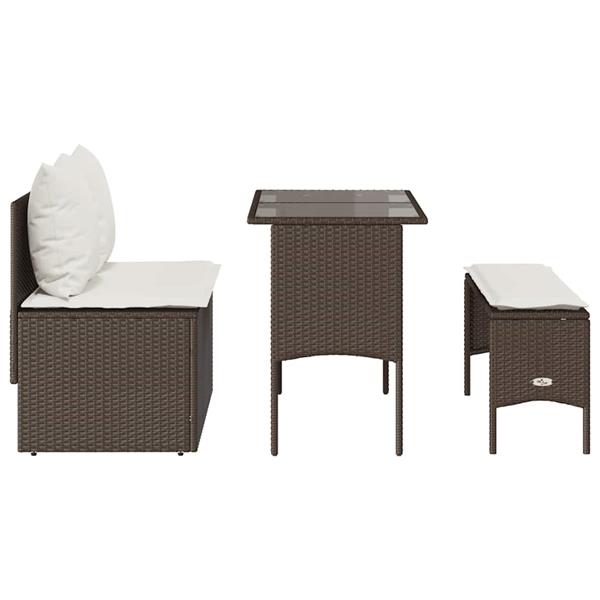 Grote foto vidaxl 3 delige tuinset met kussens poly rattan bruin tuin en terras tuinmeubelen