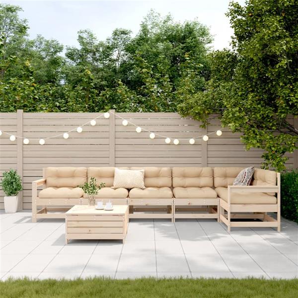 Grote foto vidaxl 7 delige loungeset massief grenenhout tuin en terras tuinmeubelen