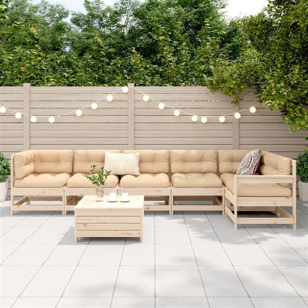 Grote foto vidaxl 7 delige loungeset massief grenenhout tuin en terras tuinmeubelen