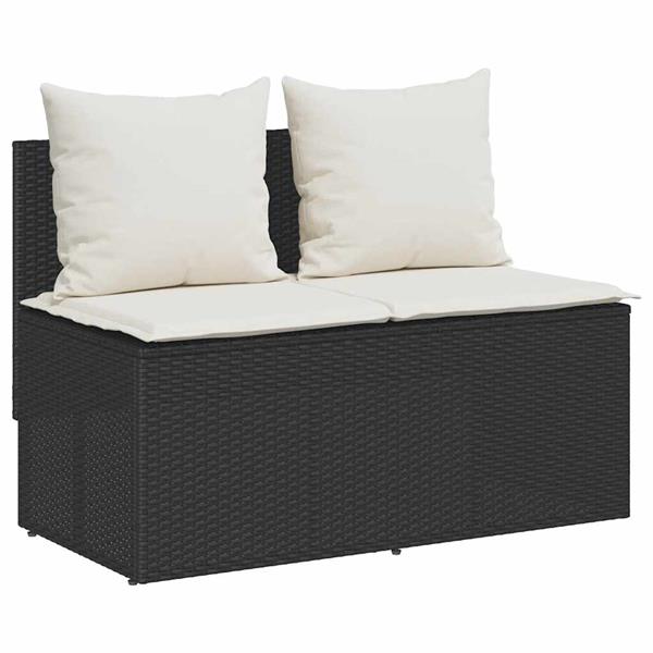 Grote foto vidaxl 3 delige tuinset met kussens poly rattan zwart tuin en terras tuinmeubelen