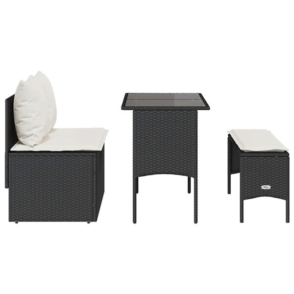 Grote foto vidaxl 3 delige tuinset met kussens poly rattan zwart tuin en terras tuinmeubelen