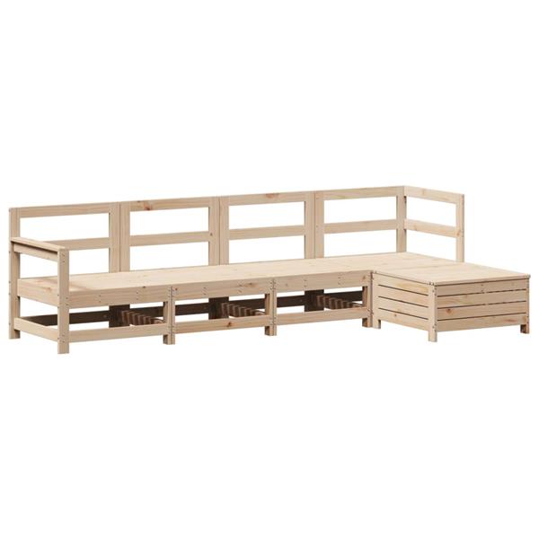Grote foto vidaxl 5 delige loungeset massief grenenhout tuin en terras tuinmeubelen