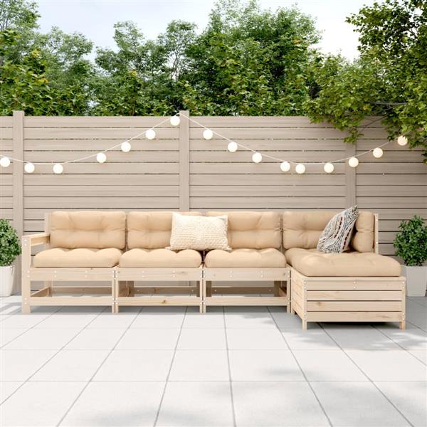 Grote foto vidaxl 5 delige loungeset massief grenenhout tuin en terras tuinmeubelen