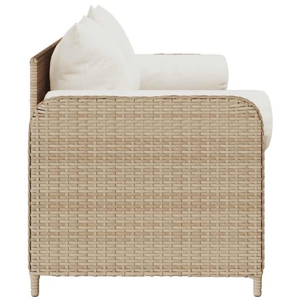 Grote foto vidaxl tuinbank 3 zits met kussens poly rattan beige tuin en terras tuinmeubelen