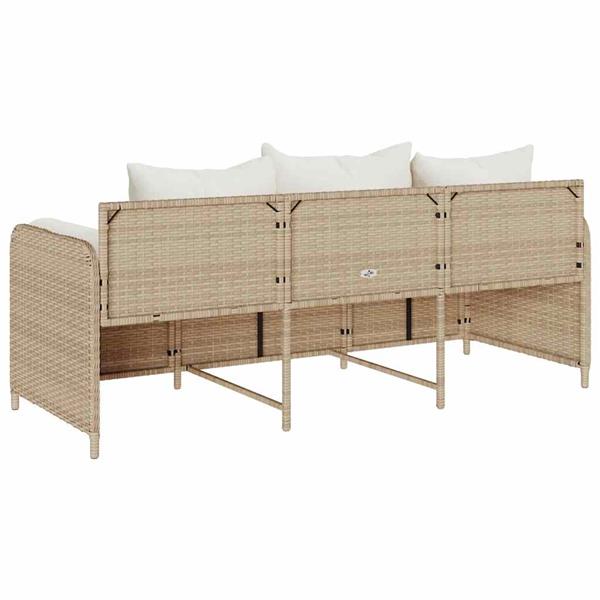 Grote foto vidaxl tuinbank 3 zits met kussens poly rattan beige tuin en terras tuinmeubelen