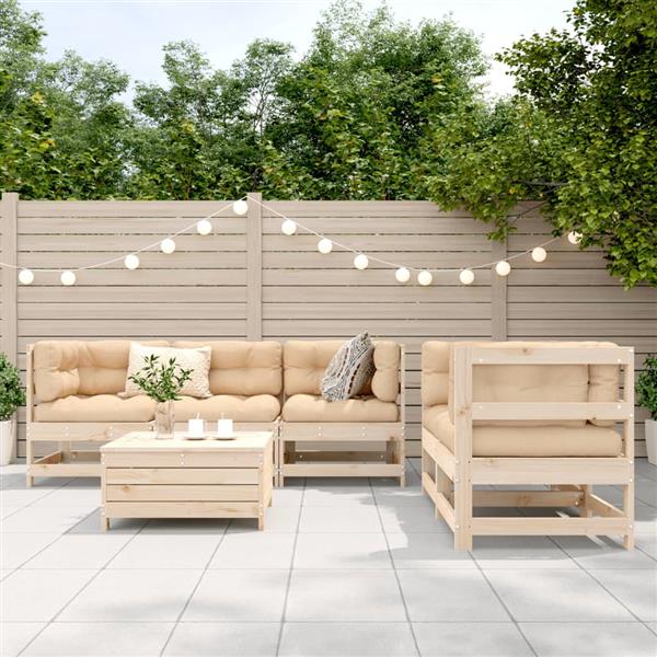 Grote foto vidaxl 6 delige loungeset massief grenenhout tuin en terras tuinmeubelen