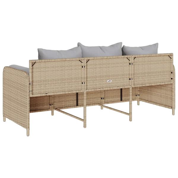 Grote foto vidaxl tuinbank 3 zits met kussens poly rattan beige tuin en terras tuinmeubelen