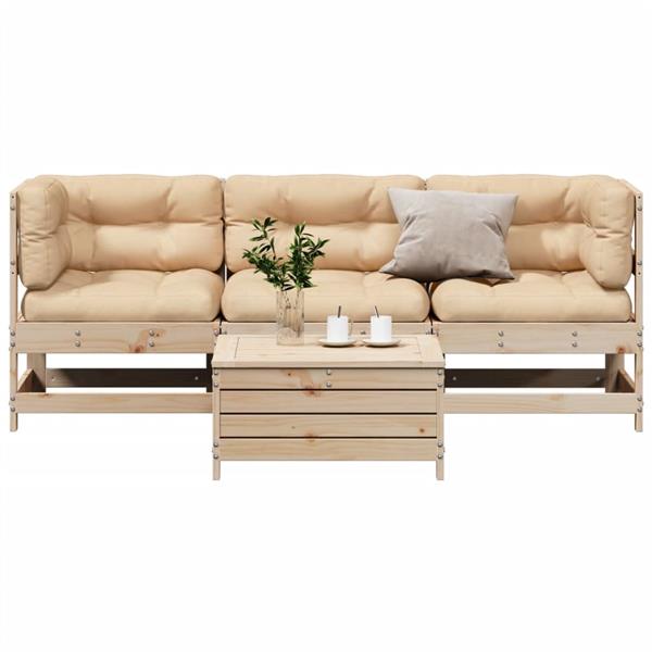 Grote foto vidaxl 4 delige loungeset massief grenenhout tuin en terras tuinmeubelen