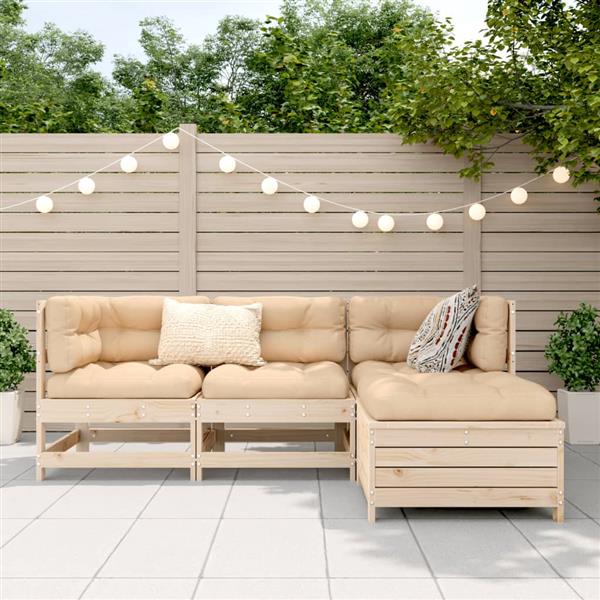 Grote foto vidaxl 4 delige loungeset massief grenenhout tuin en terras tuinmeubelen