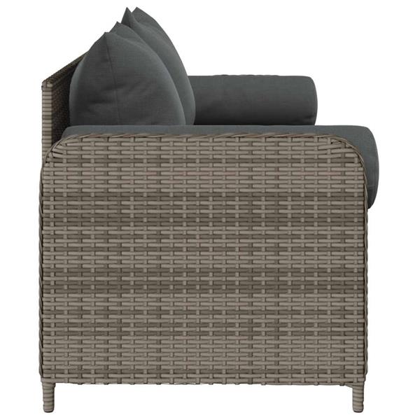 Grote foto vidaxl tuinbank 3 zits met kussens poly rattan grijs tuin en terras tuinmeubelen