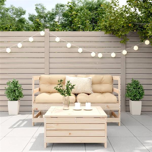 Grote foto vidaxl 3 delige loungeset massief grenenhout tuin en terras tuinmeubelen