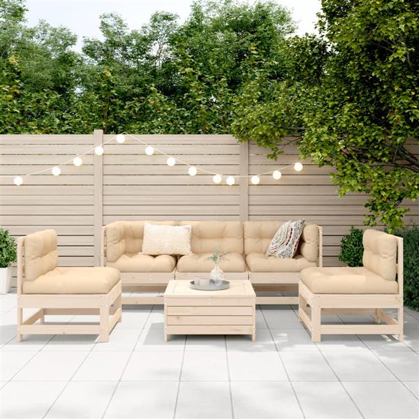 Grote foto vidaxl 6 delige loungeset massief grenenhout tuin en terras tuinmeubelen