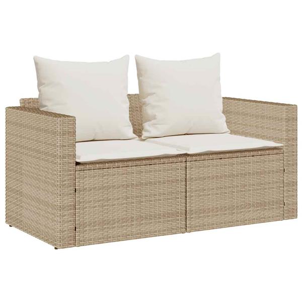 Grote foto vidaxl 5 delige tuinbankstel met kussens stapelbaar beige poly rattan tuin en terras tuinmeubelen