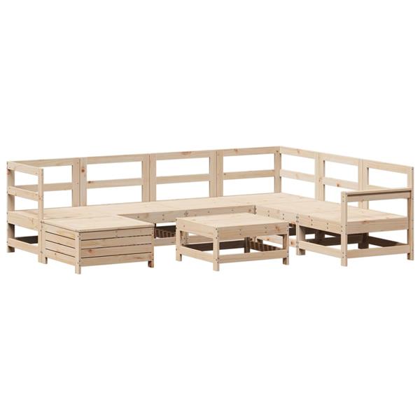 Grote foto vidaxl 8 delige loungeset massief grenenhout tuin en terras tuinmeubelen