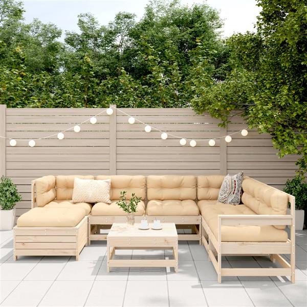 Grote foto vidaxl 8 delige loungeset massief grenenhout tuin en terras tuinmeubelen