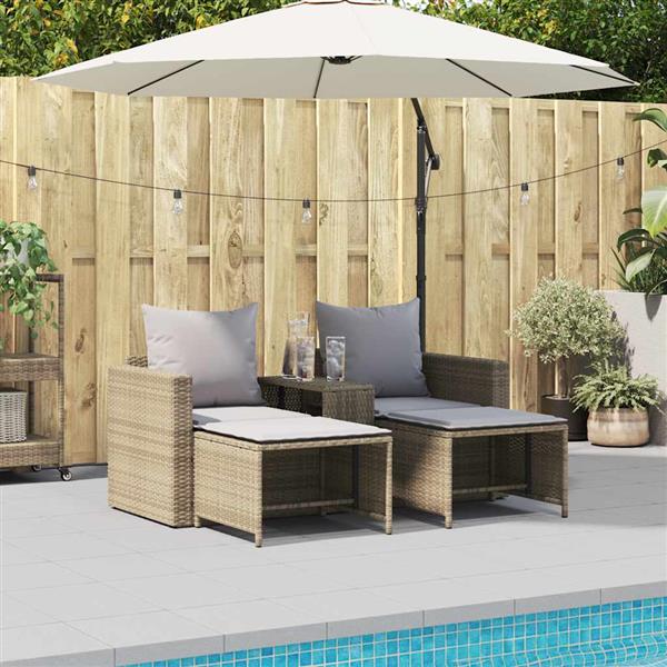 Grote foto vidaxl 5 delige tuinbankstel met kussens stapelbaar beige poly rattan tuin en terras tuinmeubelen