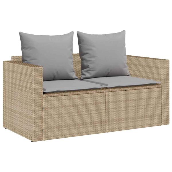 Grote foto vidaxl 5 delige tuinbankstel met kussens stapelbaar beige poly rattan tuin en terras tuinmeubelen