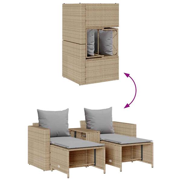 Grote foto vidaxl 5 delige tuinbankstel met kussens stapelbaar beige poly rattan tuin en terras tuinmeubelen