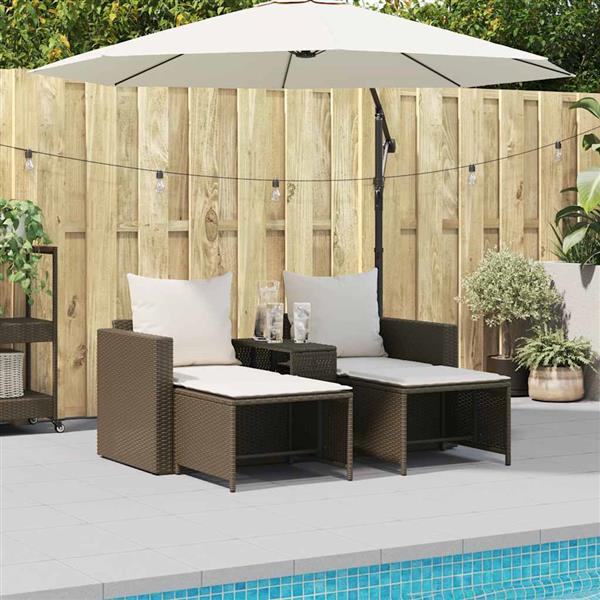 Grote foto vidaxl 5 delige tuinbankstel met kussens stapelbaar poly rattan bruin tuin en terras tuinmeubelen
