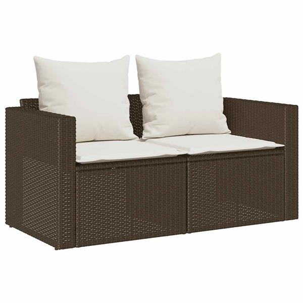 Grote foto vidaxl 5 delige tuinbankstel met kussens stapelbaar poly rattan bruin tuin en terras tuinmeubelen