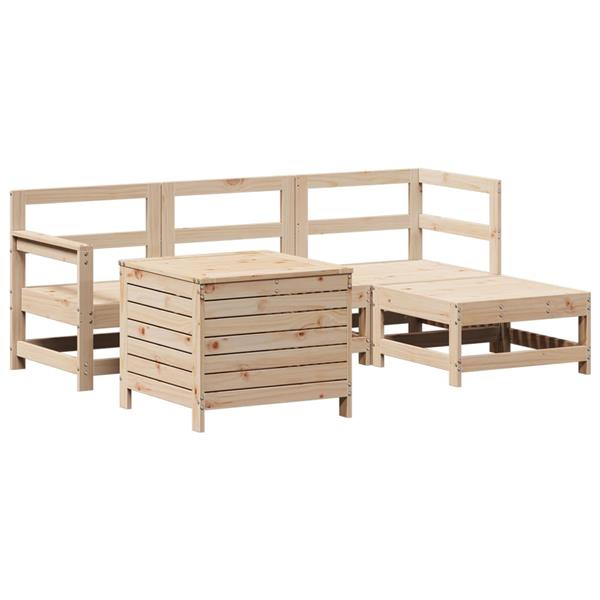 Grote foto vidaxl 5 delige loungeset massief grenenhout tuin en terras tuinmeubelen