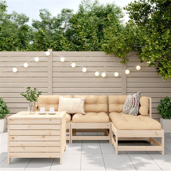Grote foto vidaxl 5 delige loungeset massief grenenhout tuin en terras tuinmeubelen