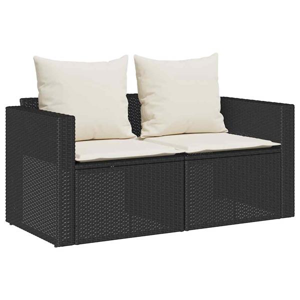 Grote foto vidaxl 5 delige tuinbankstel met kussens stapelbaar poly rattan zwart tuin en terras tuinmeubelen