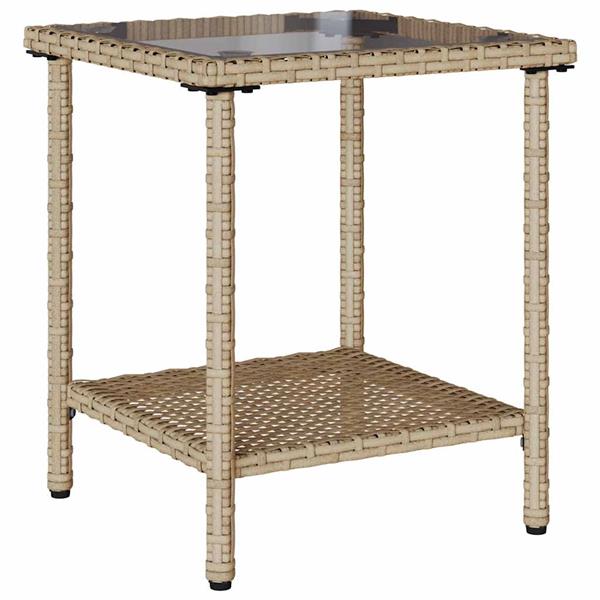 Grote foto vidaxl tuinbank met tafel en kussens l vormig beige poly rattan tuin en terras tuinmeubelen