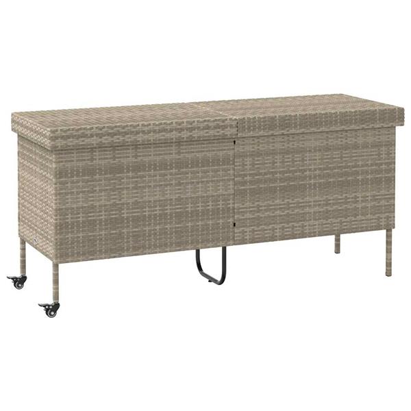 Grote foto vidaxl tuinbox met wielen 160x55x75 cm poly rattan lichtgrijs tuin en terras overige tuin en terras